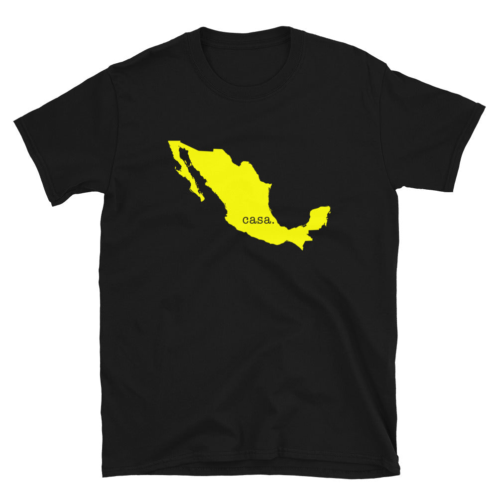 Camiseta unissex com mapa amarelo do país do México