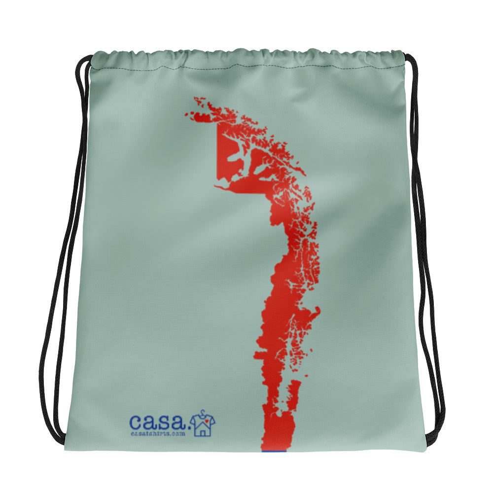 Chile Map Drawstring Bag