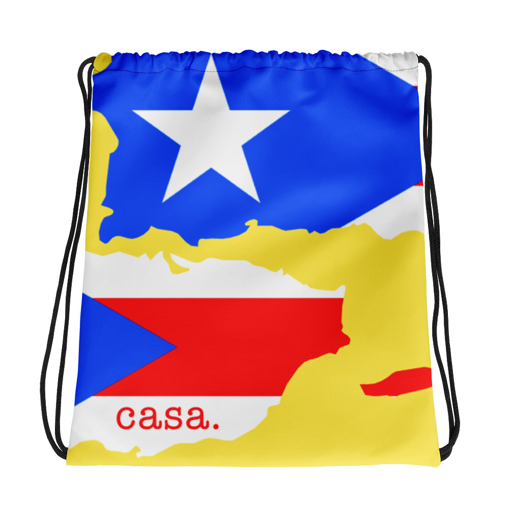 Puerto Rico Map Drawstring Bag