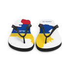 Chinelos com o mapa da Colômbia