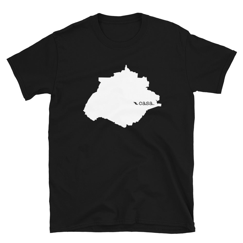 Camiseta unisex con el mapa blanco de Aguascalientes, México