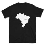 Camiseta unisex con mapa blanco de Brasil
