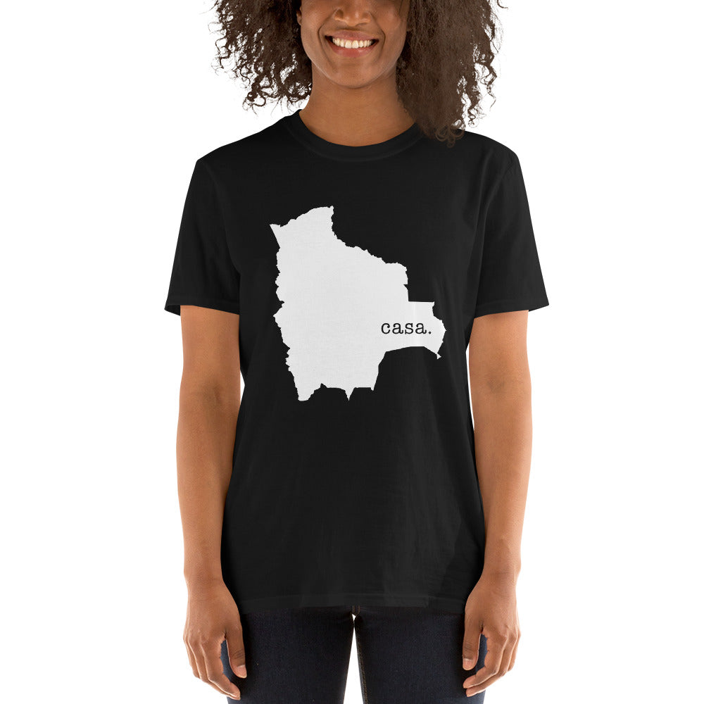 Camiseta unisex con mapa blanco de Bolivia