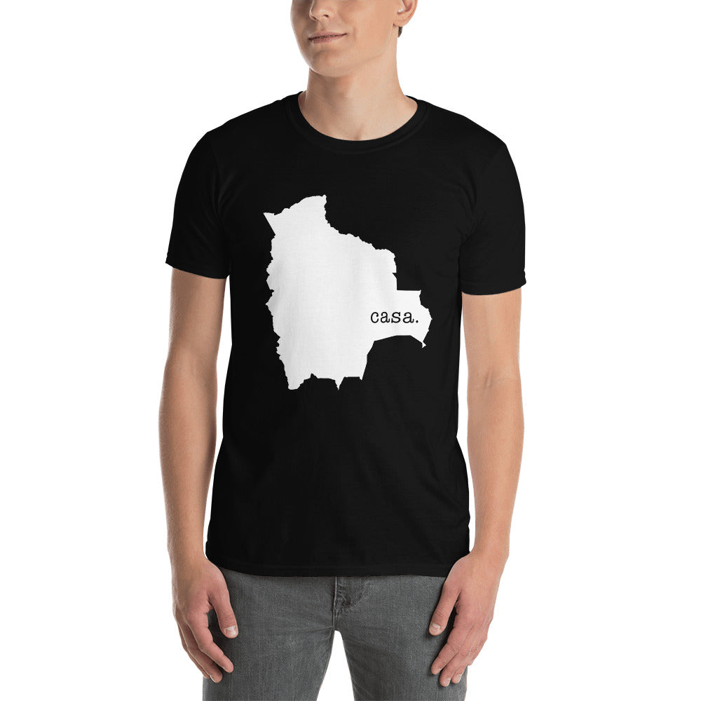 Camiseta unisex con mapa blanco de Bolivia
