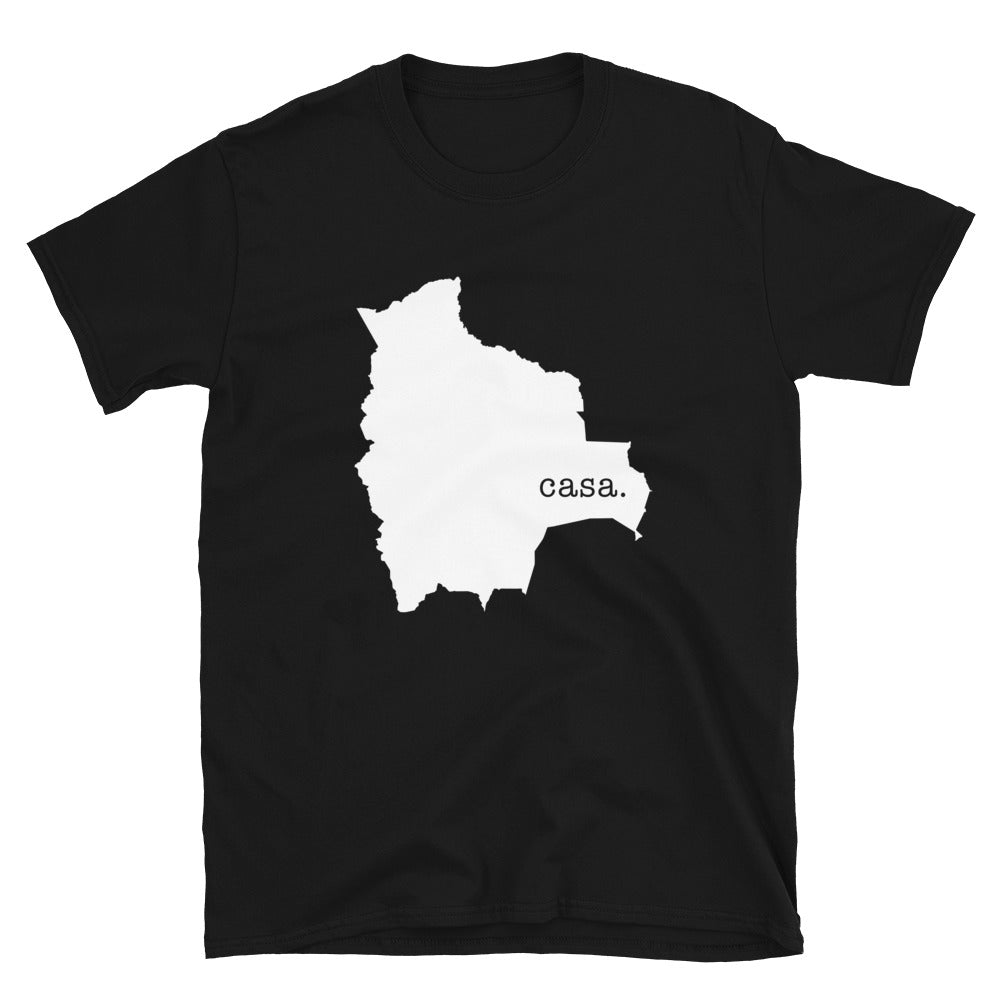 Camiseta unisex con mapa blanco de Bolivia