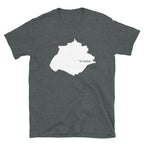 Camiseta unisex con el mapa blanco de Aguascalientes, México