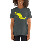 Camiseta unissex com mapa amarelo do país do México