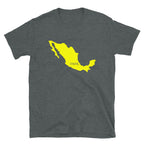 Camiseta unissex com mapa amarelo do país do México