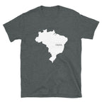 Camiseta unisex con mapa blanco de Brasil