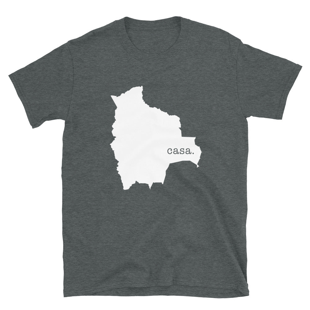 Camiseta unisex con mapa blanco de Bolivia