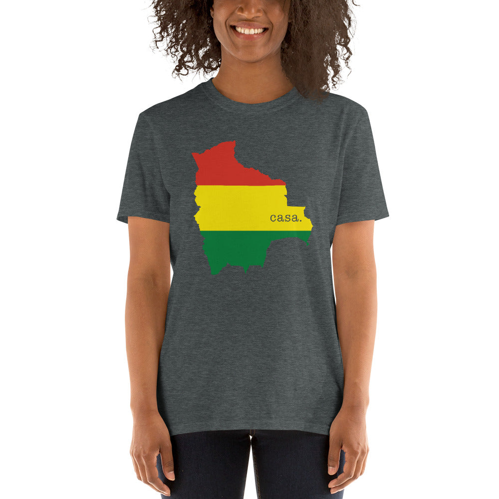 Camiseta unisex con mapa y bandera de Bolivia