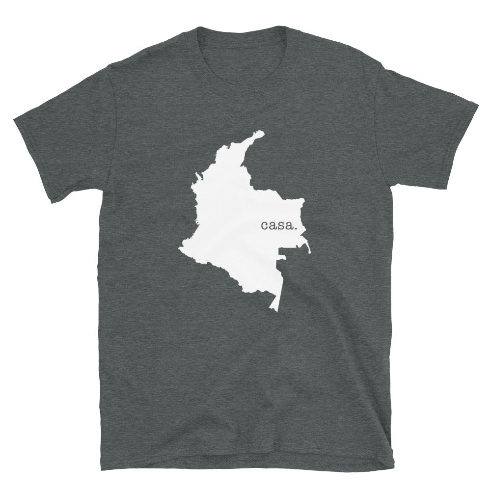 Camiseta unisex con mapa blanco de Colombia