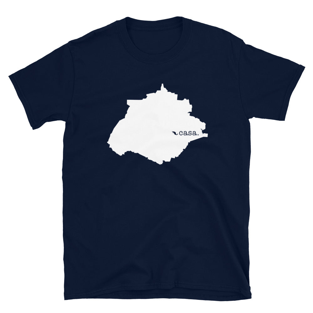 Camiseta unisex con el mapa blanco de Aguascalientes, México
