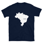 Camiseta unisex con mapa blanco de Brasil
