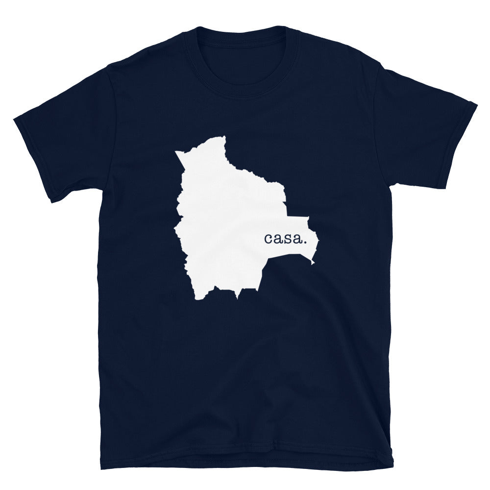 Camiseta unisex con mapa blanco de Bolivia