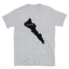 Camiseta unissex com mapa preto do México Sinaloa