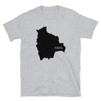 Camiseta unissex com mapa preto da Bolívia