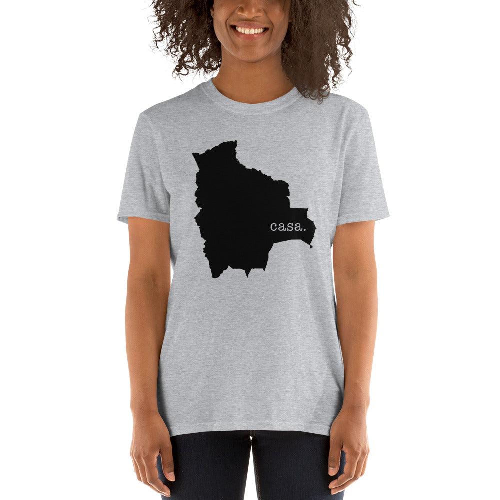 Camiseta unisex con mapa negro de Bolivia