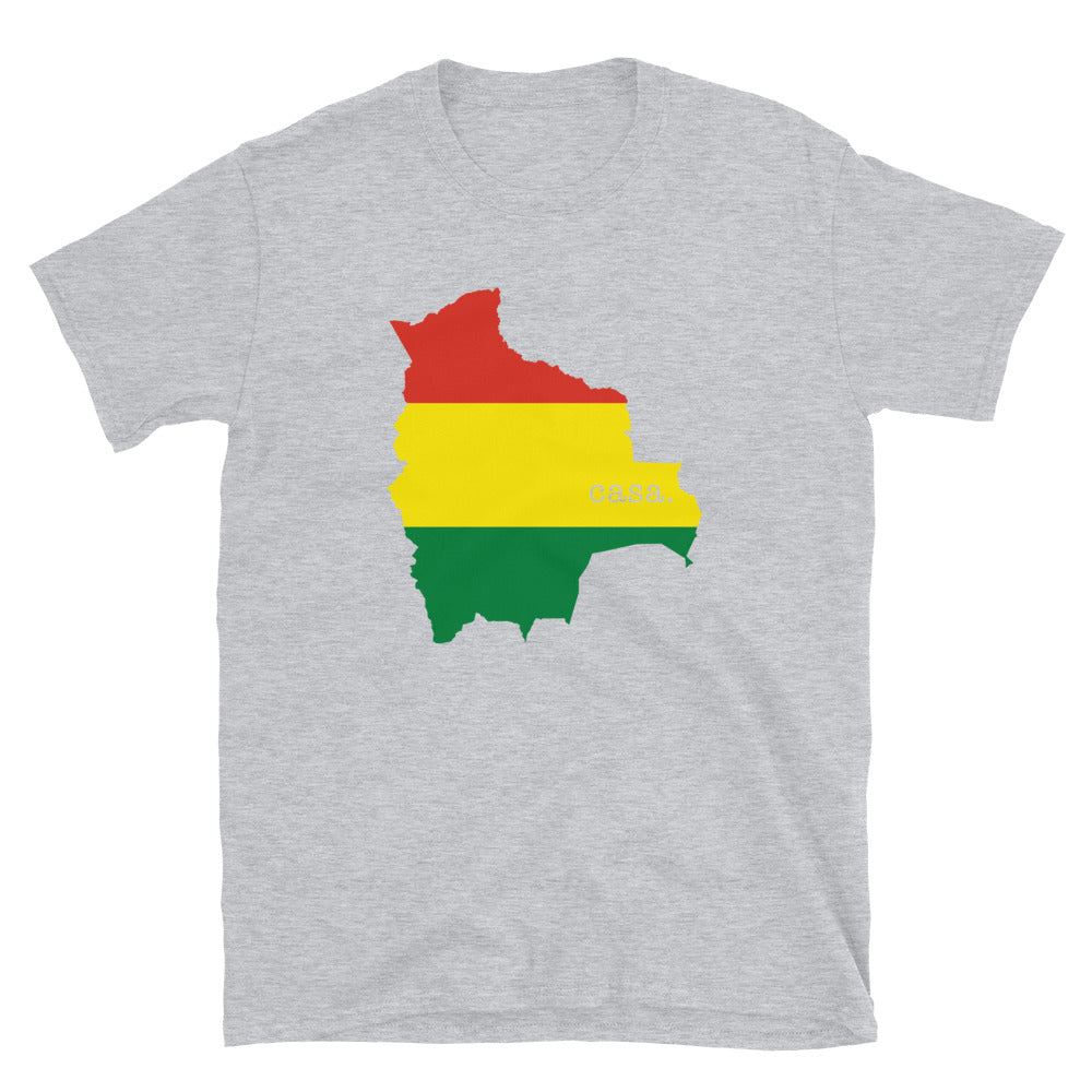 Camiseta unisex con mapa y bandera de Bolivia
